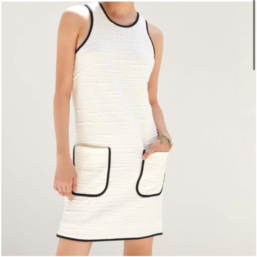 Anthropologie White Mini Dress with Black Trim